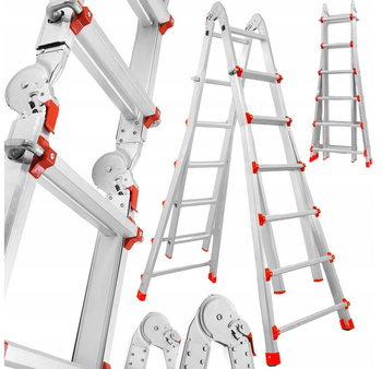 VERKE V87102 DRABINA WIELOFUNKCYJNA PRZEGUBOWA SKŁADANA ALUMINIOWA MOCNA 150KG 4x6