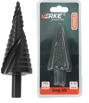 VERKE V05053 WIERTŁO STOŻKOWE STOPNIOWE SPIRALNE HSS 4-32